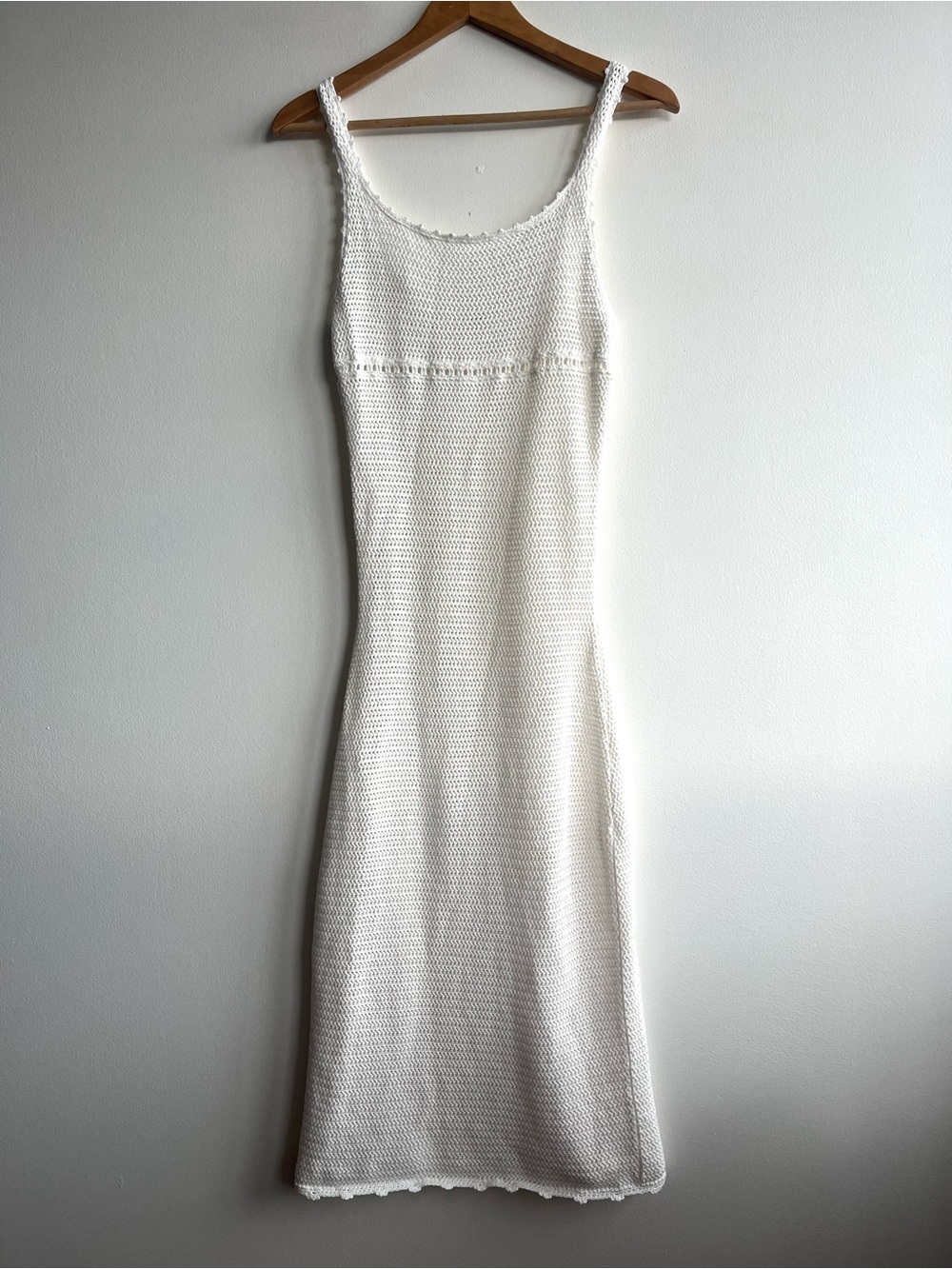 Wilfred Dorati Crochet Knit Square Neck Midi Dress Sz M